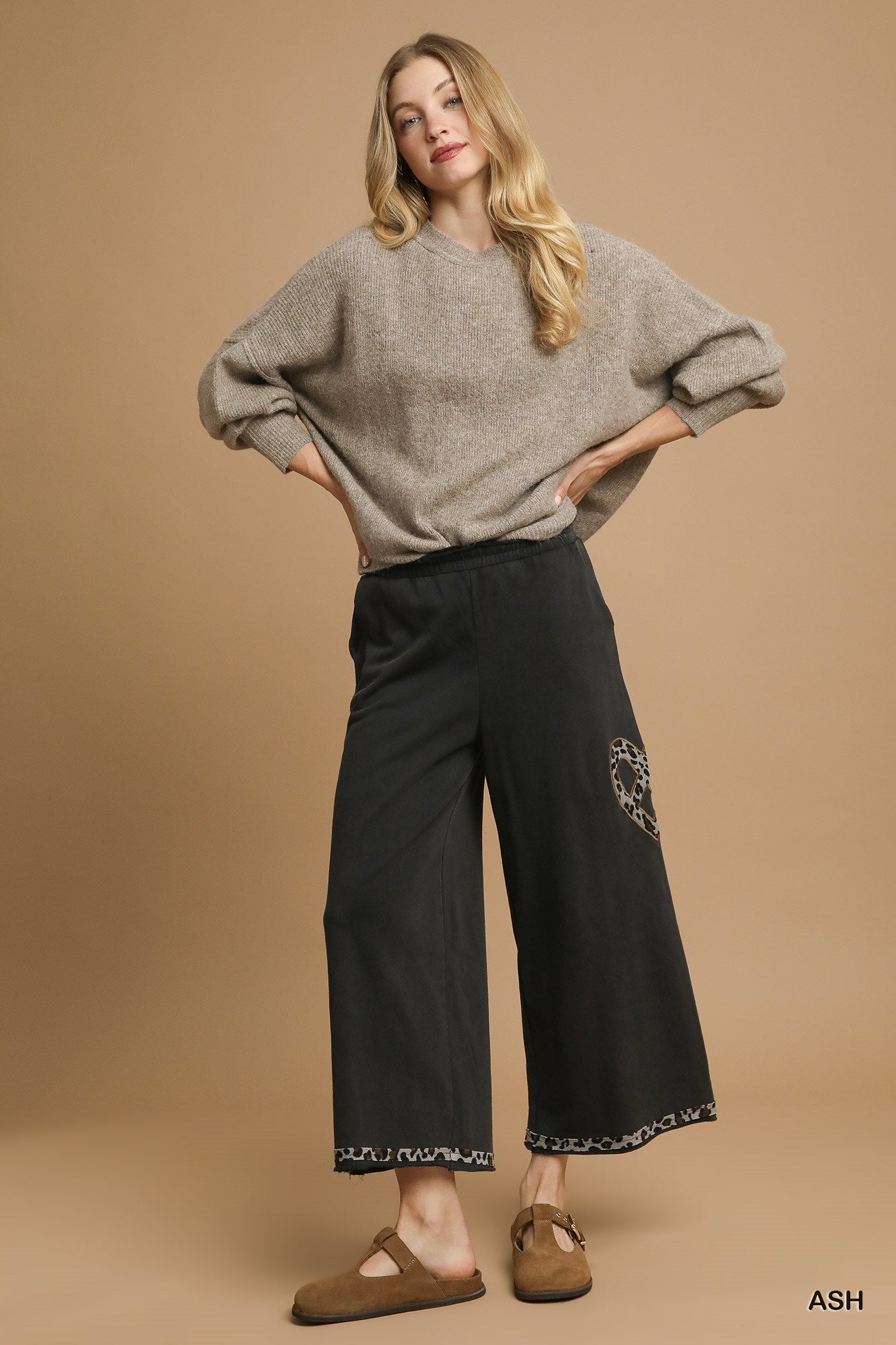 Leopard Heart Applique Pants