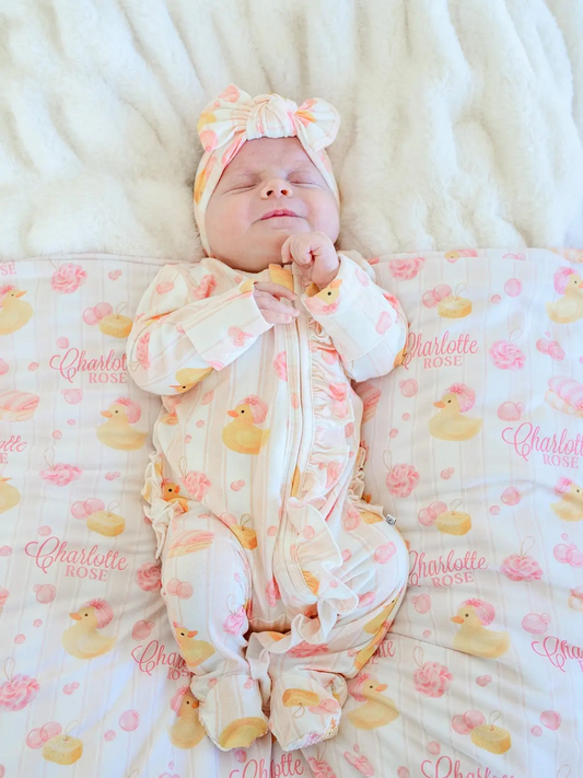 Bubble Duckies Bamboo Zippered Footie