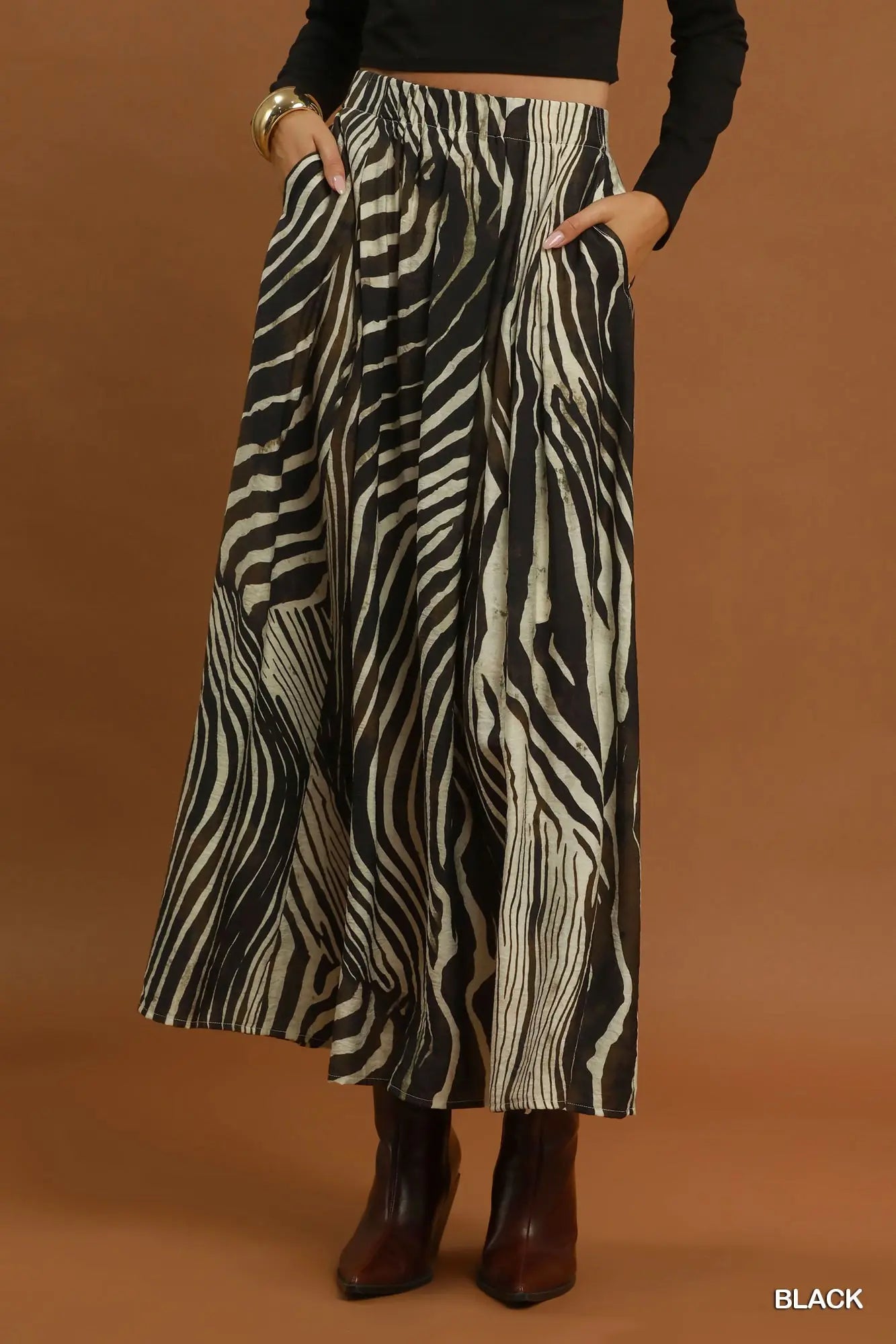 Midnight Zebra | Maxi Skirt