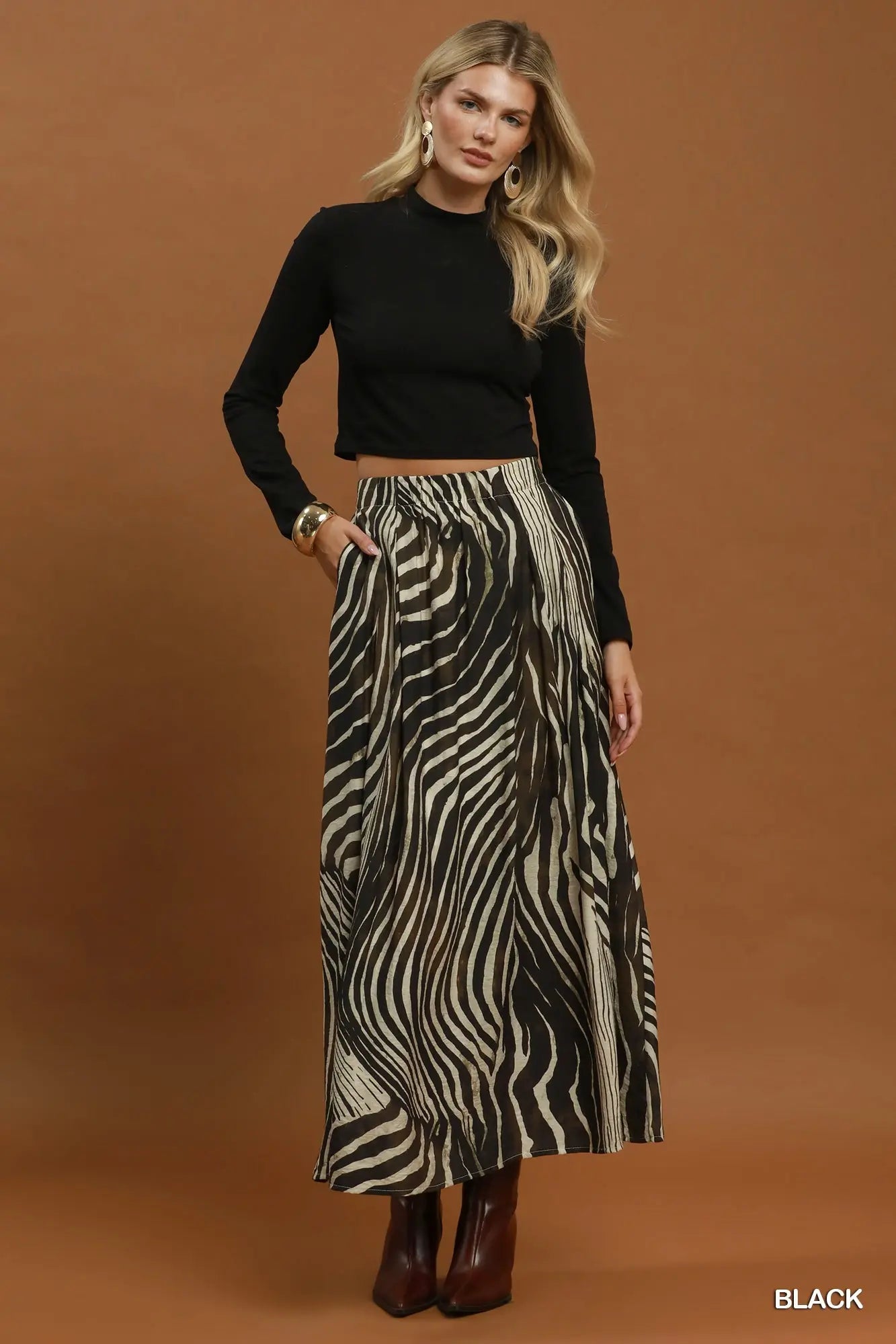 Midnight Zebra | Maxi Skirt