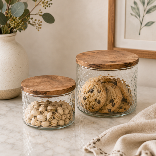 Mud Pie | Hammered Glass Canister | Set of Two