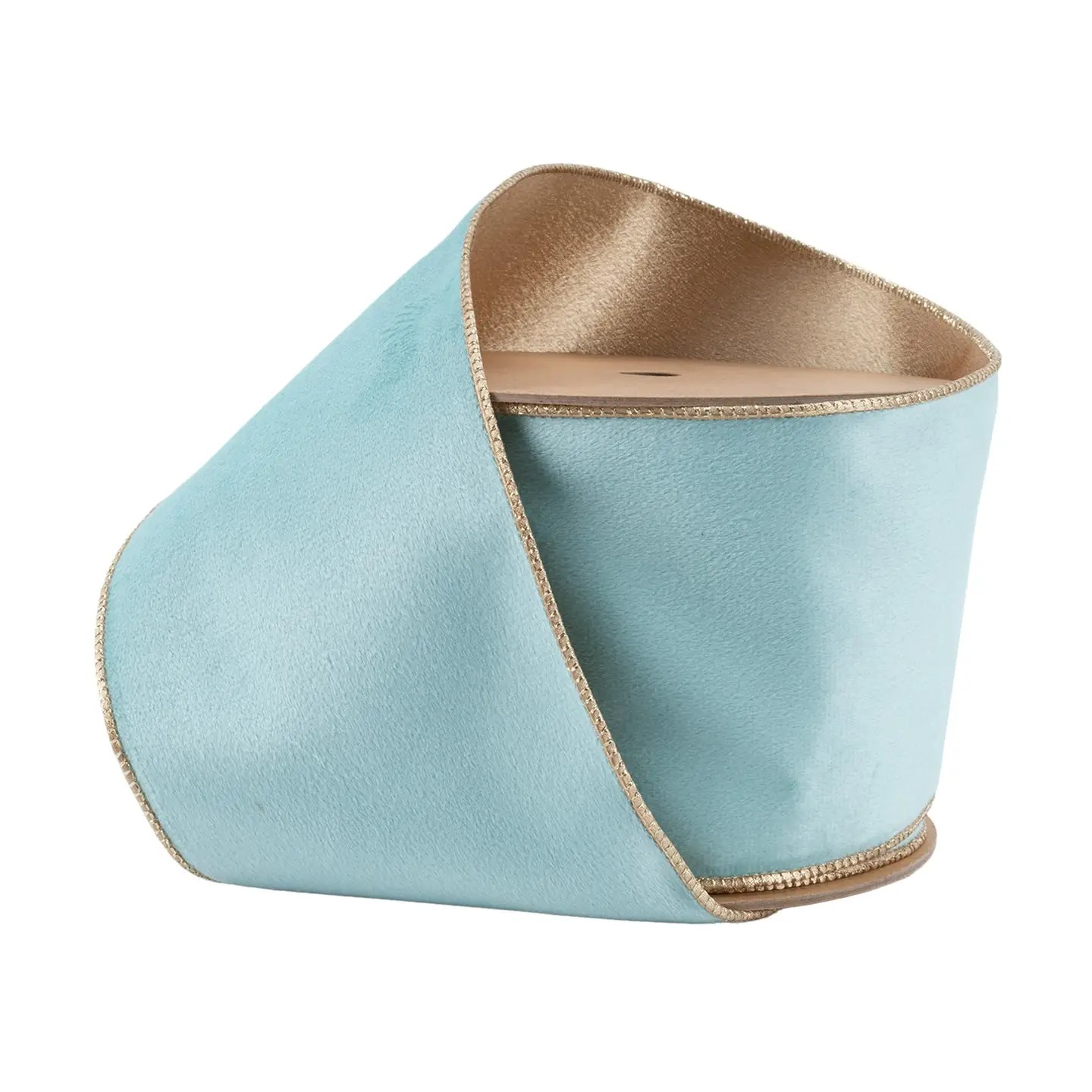 4" Reversible Velvet Ribbon | Aqua Gold