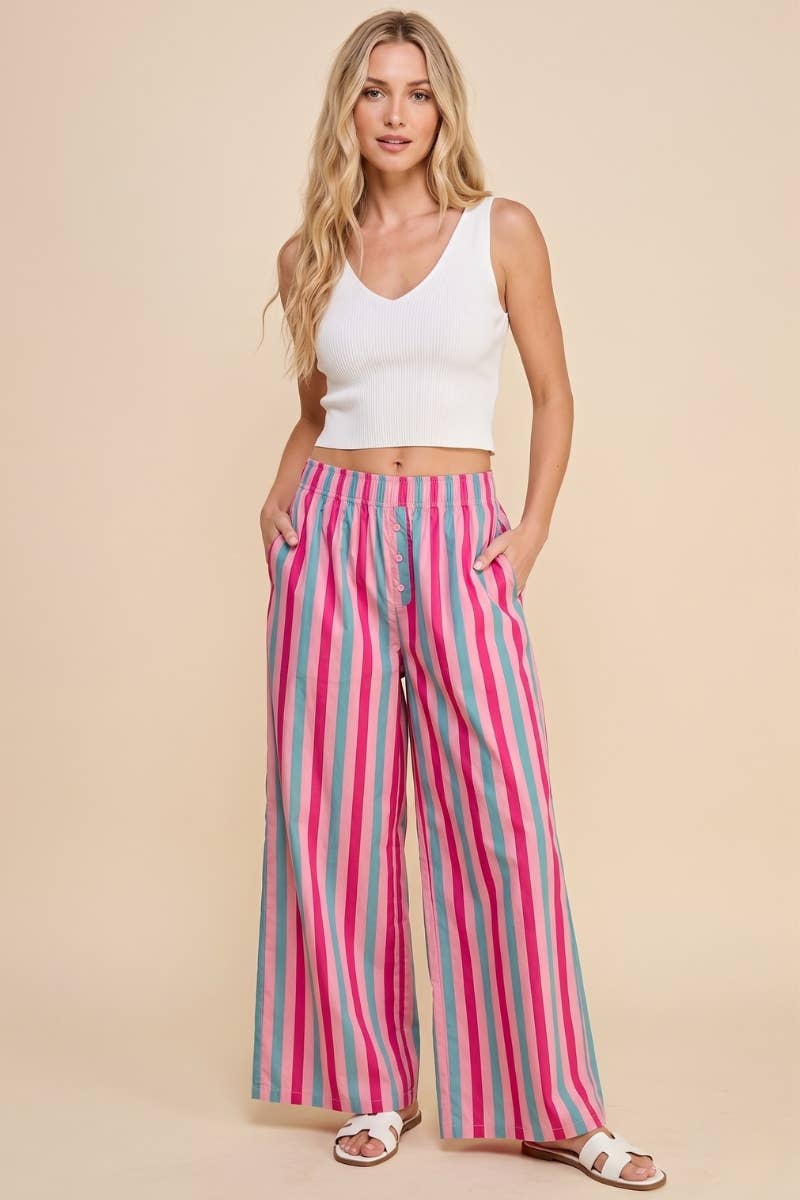 Boardwalk Striped Wide-Leg Pants