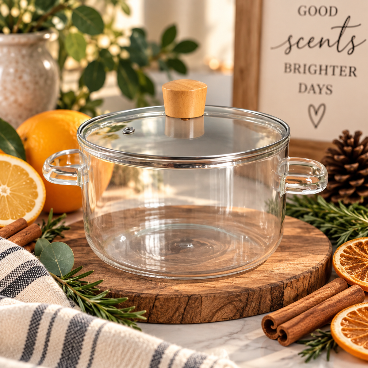 Simmer Pot | Wood & Glass