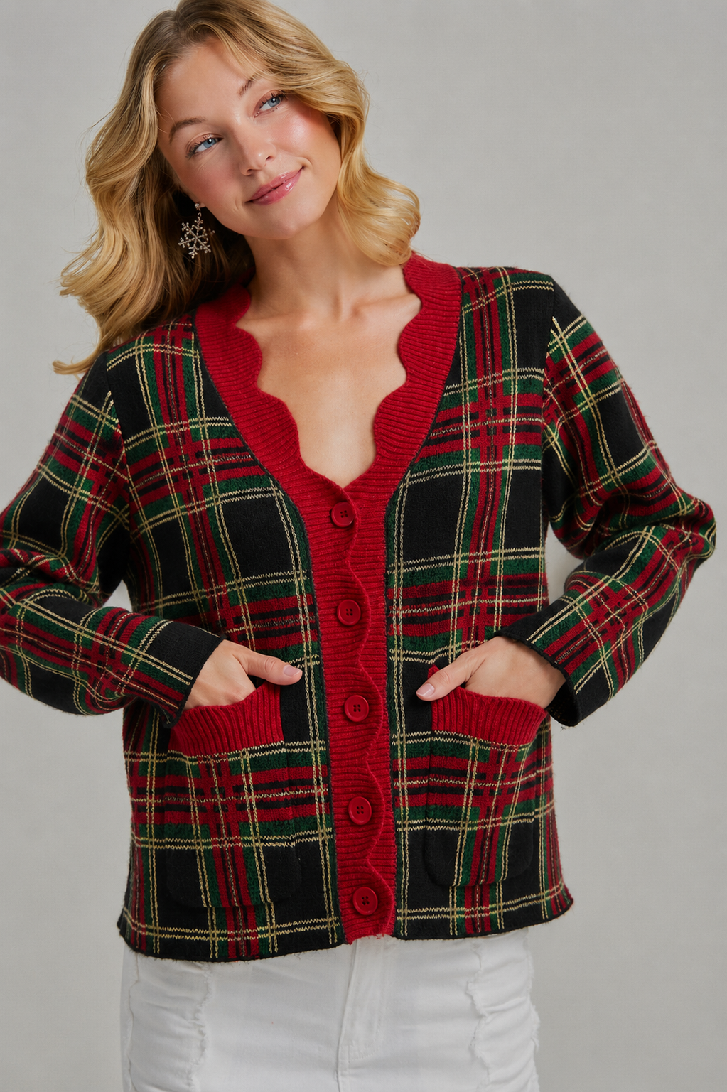 Mistletoe Plaid Cardigan ❤️🎄