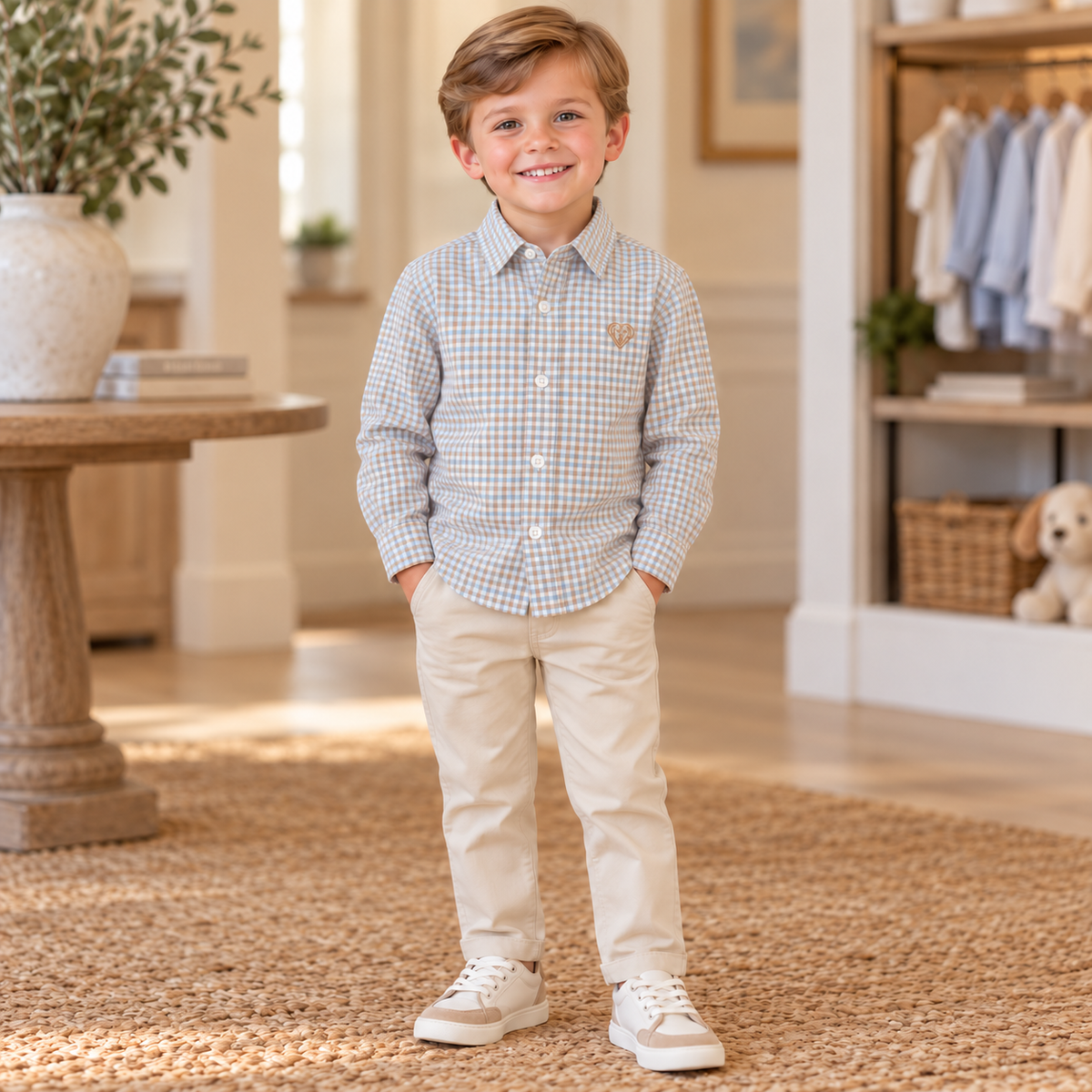 Milly & Jay Boys Buttondown | Blue & Brown