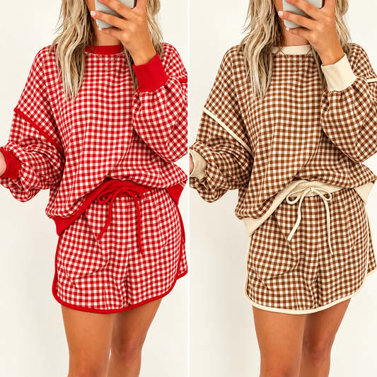 Gingham & Go Skort Set 🤎❤️