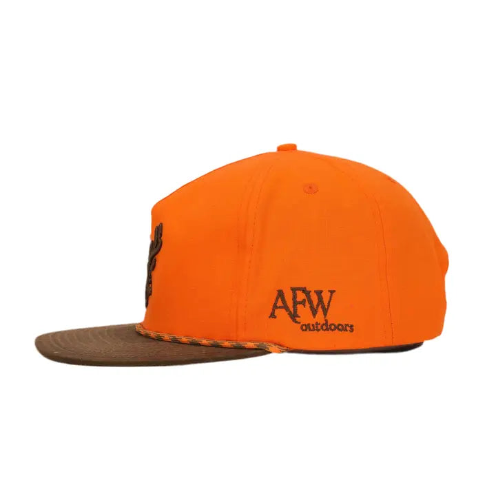 Youth Blaze Orange and Brown Ripstop Deer Rope Hat