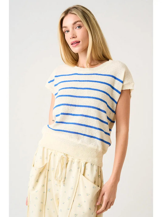 Striped Capped Sleeve Sweater