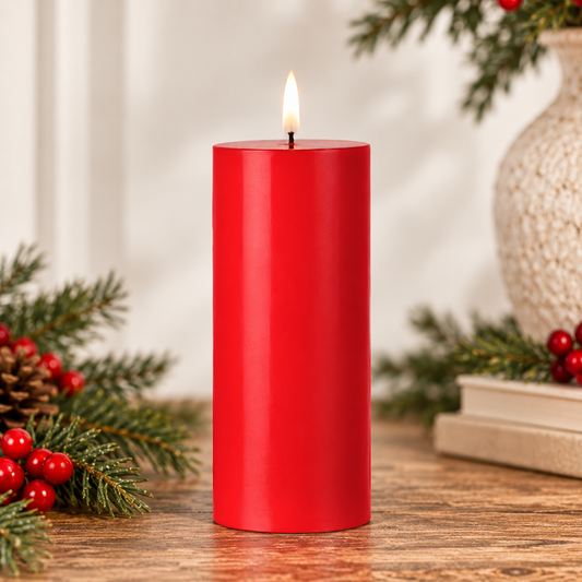 6" Red Pillar 3D Candle