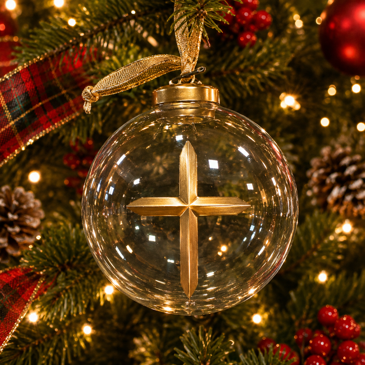 Cruix Cross Glass Ornament