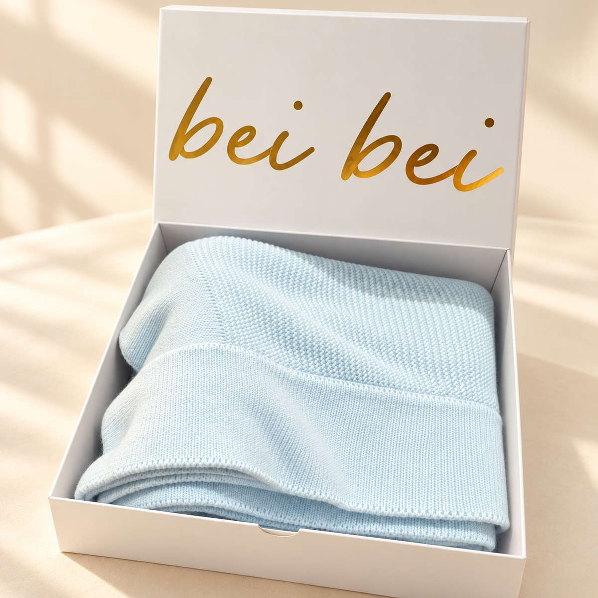 Breezy Blue Knit Blanket |BeiBei