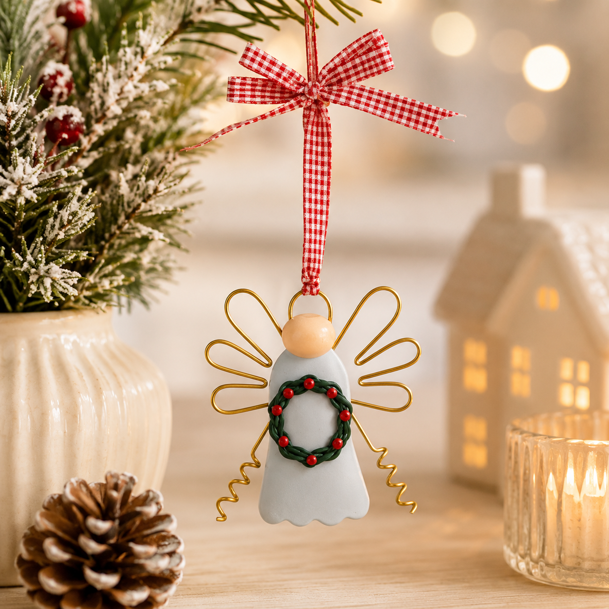 Blue Tin Angel Ornament