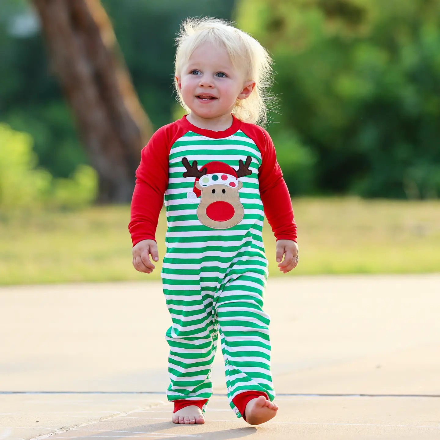 Rudolph & Me Striped Romper