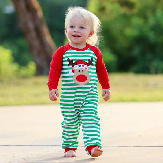 Rudolph & Me Striped Romper