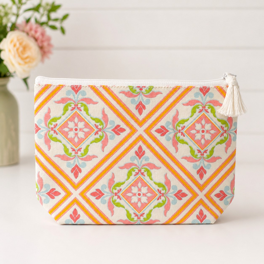 🌸 Blush Mosaic Cosmetic Pouch