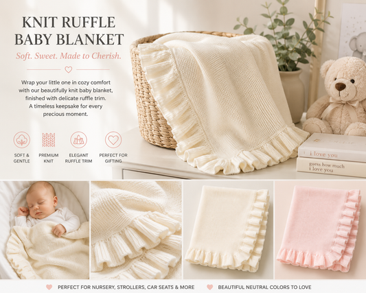 Knit Ruffle Baby Blanket