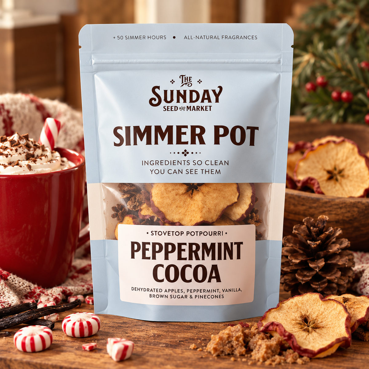 Peppermint Cocoa Simmer Pot | Apple Vanilla Peppermint