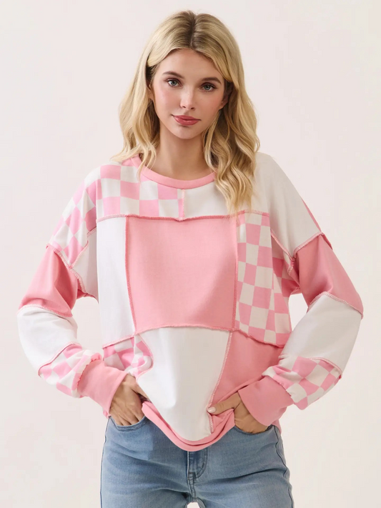 Blushing Babe Checked Sweatshirt