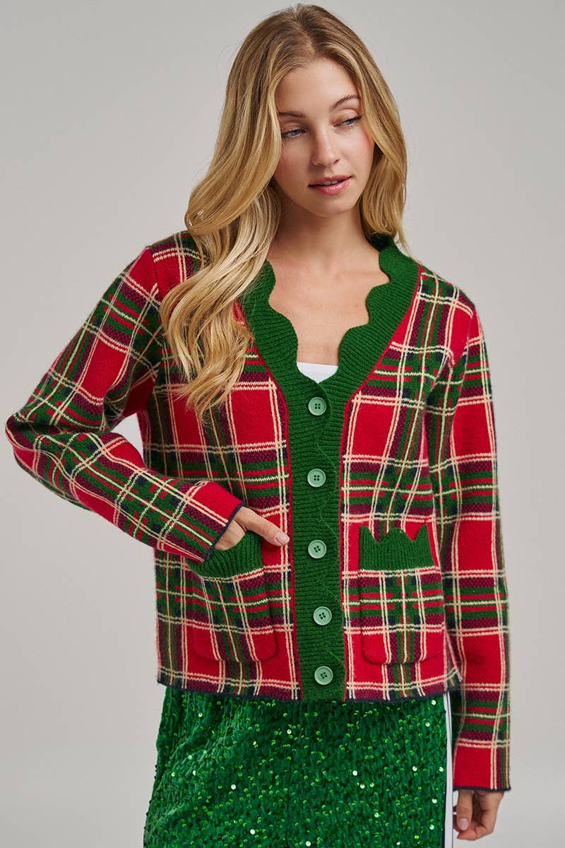 Mistletoe Plaid Cardigan ❤️🎄