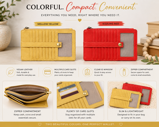 Card Holder Wallet – Available in Mellow Yellow & Sizzling Red