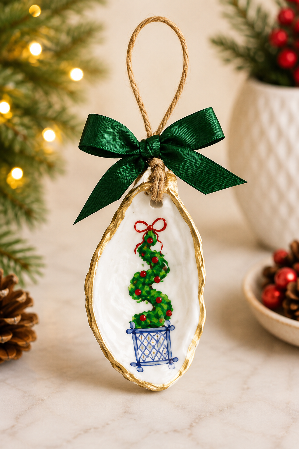 Spiral Topiary Oyster Ornament