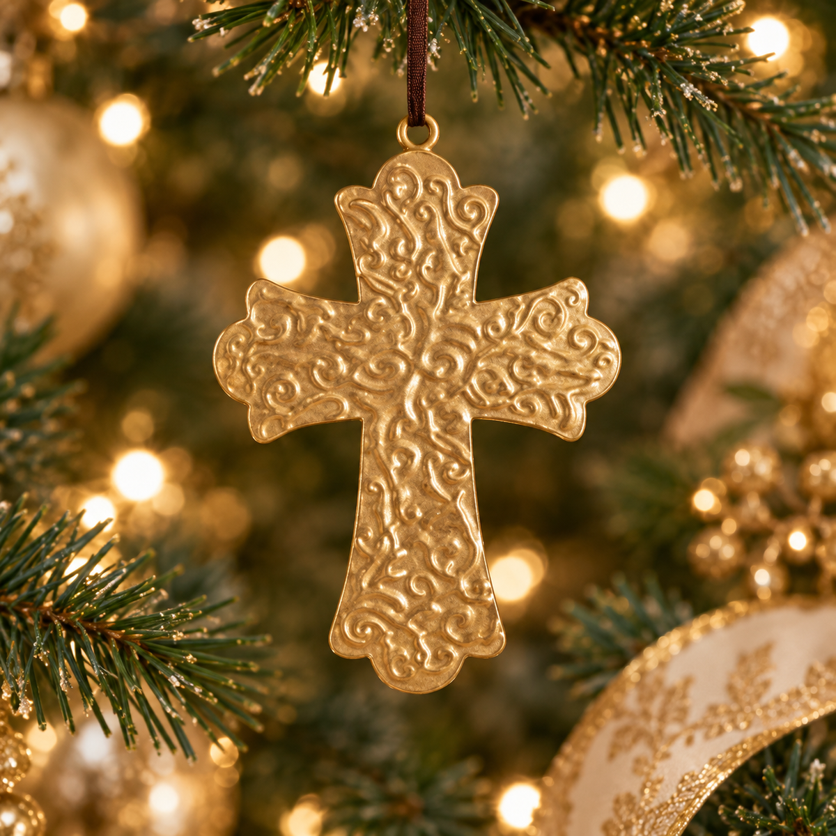 Embossed Gold Cross