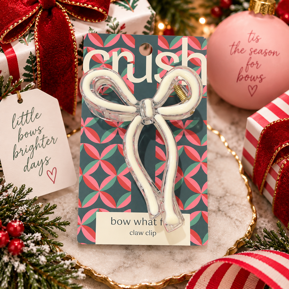 Oh What Fun Bow  Claw Clip