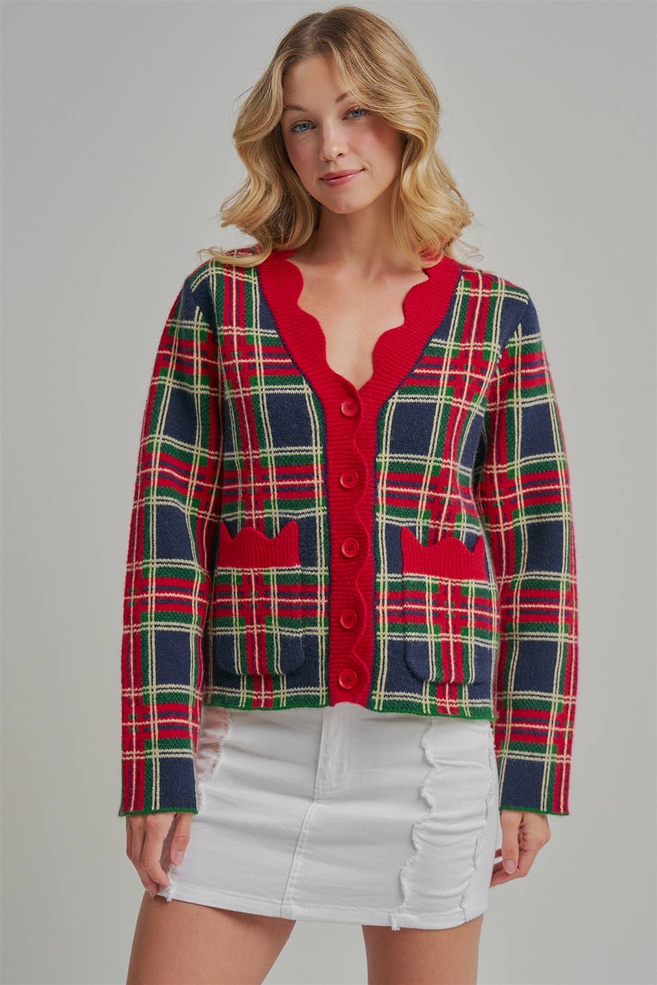 Mistletoe Plaid Cardigan ❤️🎄