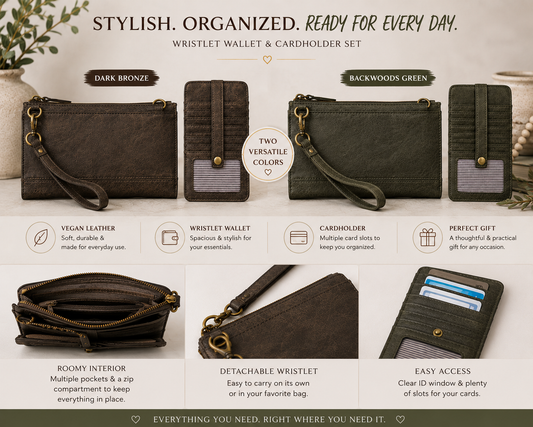 Wristlet Wallet & Card Holder Set – Dark Bronze & Backwoods Green