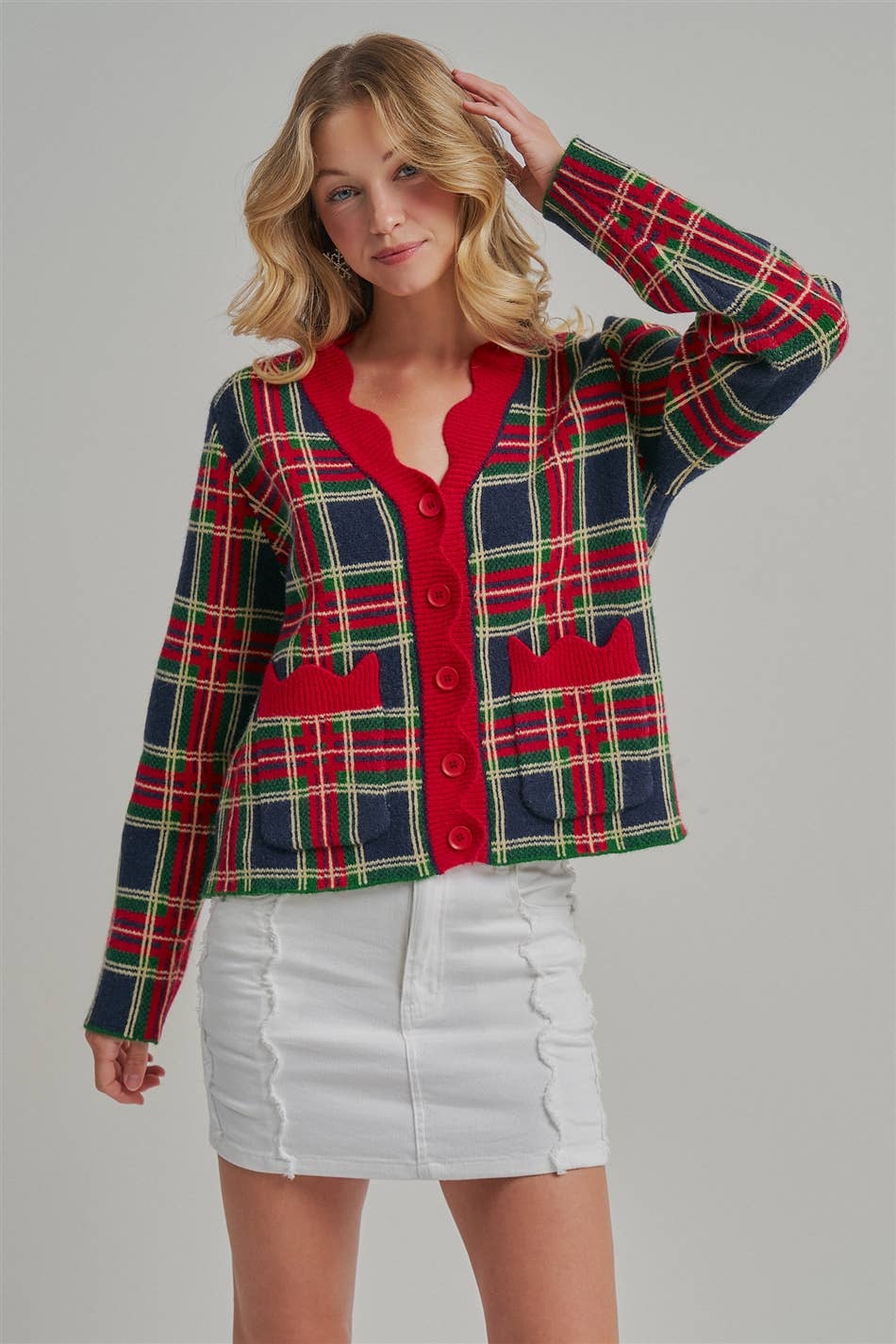 Mistletoe Plaid Cardigan ❤️🎄