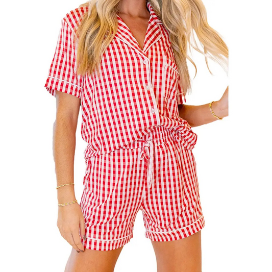 LuLu Mac Red Gingham Pj Set