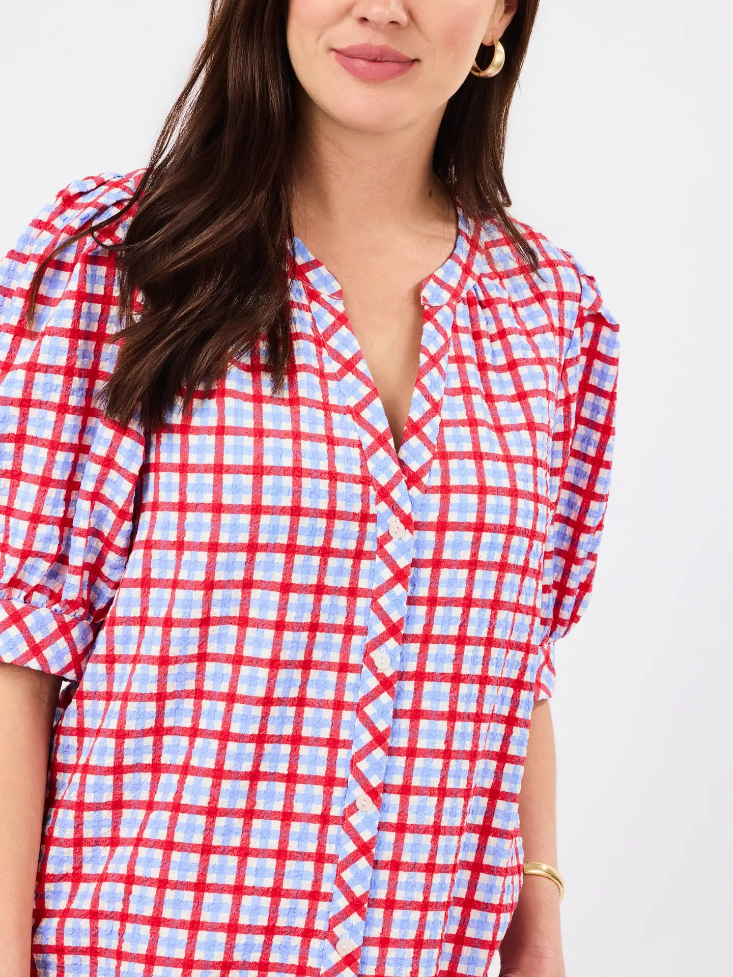 Elaine Gingham Red and Blue Top