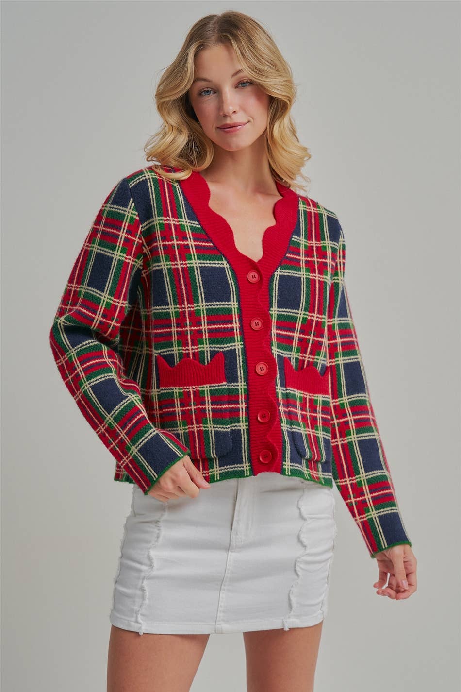 Mistletoe Plaid Cardigan ❤️🎄