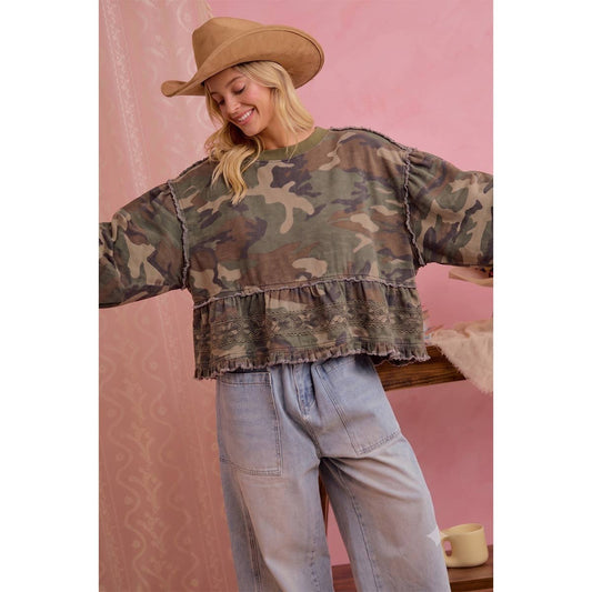 Camo Babydoll Top