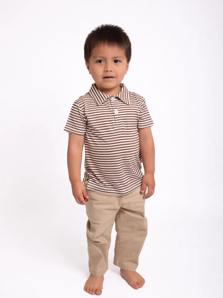 Cocoa Stripe Polo | T-Shirt