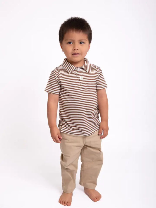 Cocoa Stripe Polo | T-Shirt