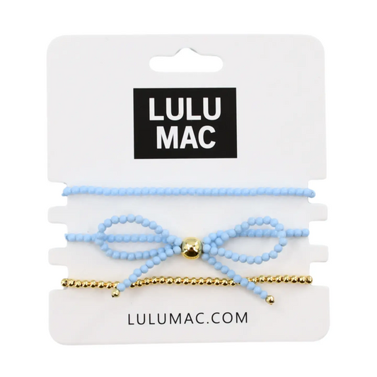 LuLu Mac Light Blue Bow Bracelet Stack