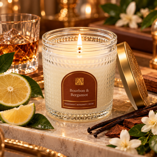 Bourbon & Bergamot | Textured Glass Candle