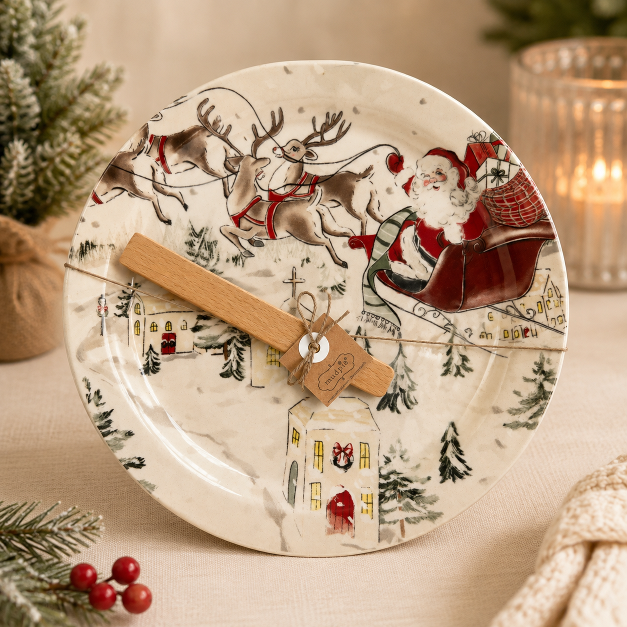 Santa Scene Plate Set