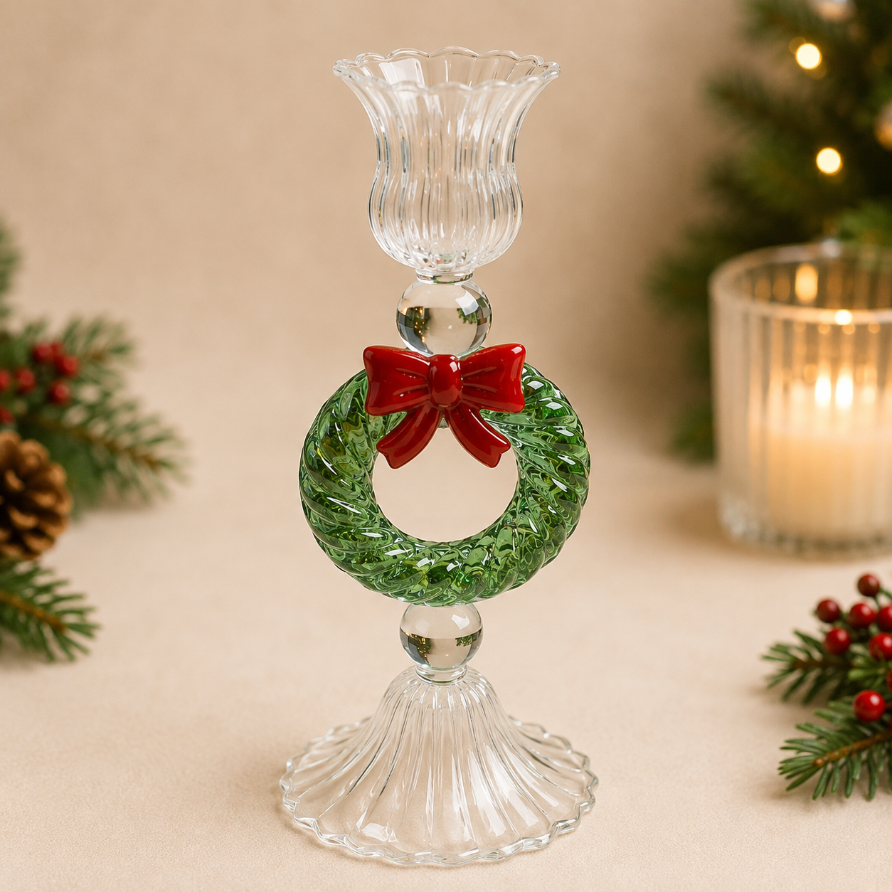 Merry Wreath Candle Holder