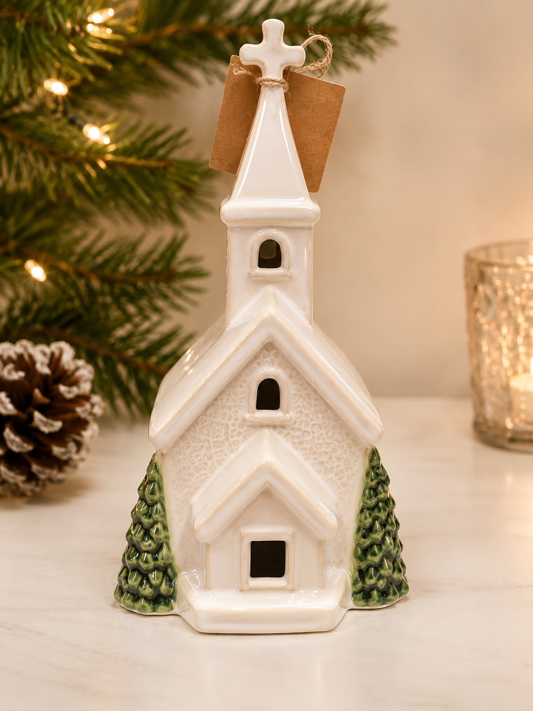Evergreen Chapel Tea Light Holder