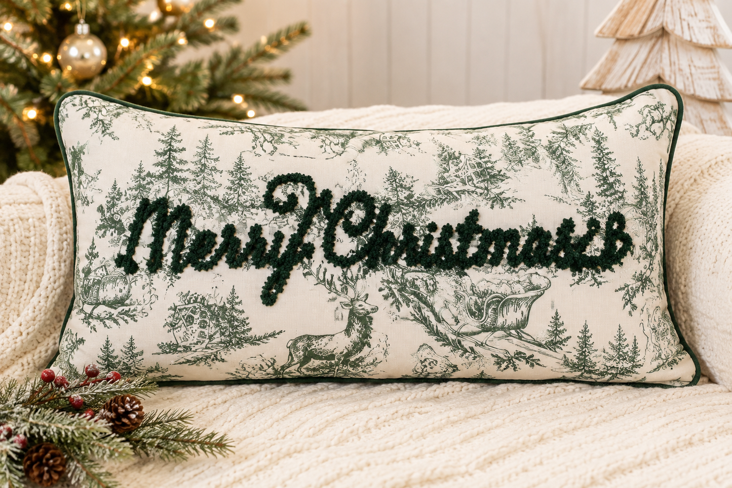 Merry Christmas Yuletide Pillow