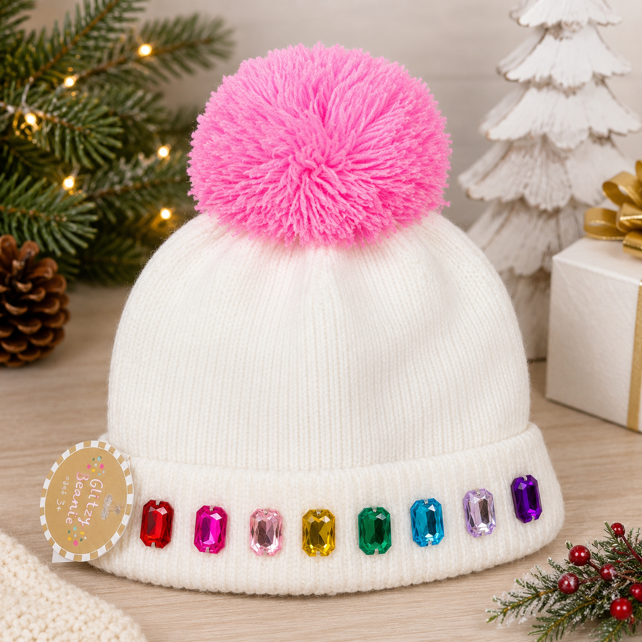 Rainbow Row Rhinestone Beanie