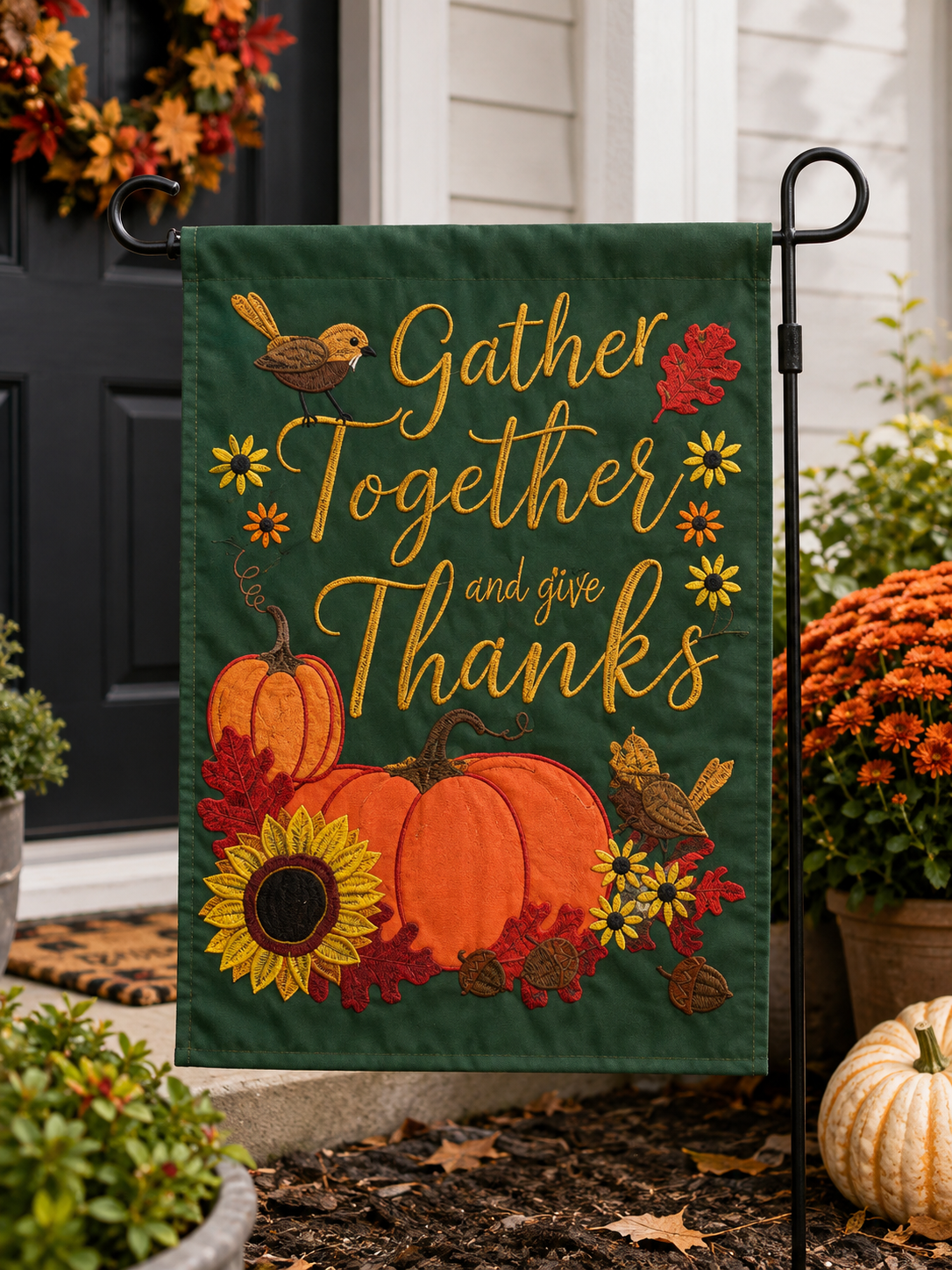 Gather Together and Give Thanks Garden Flag