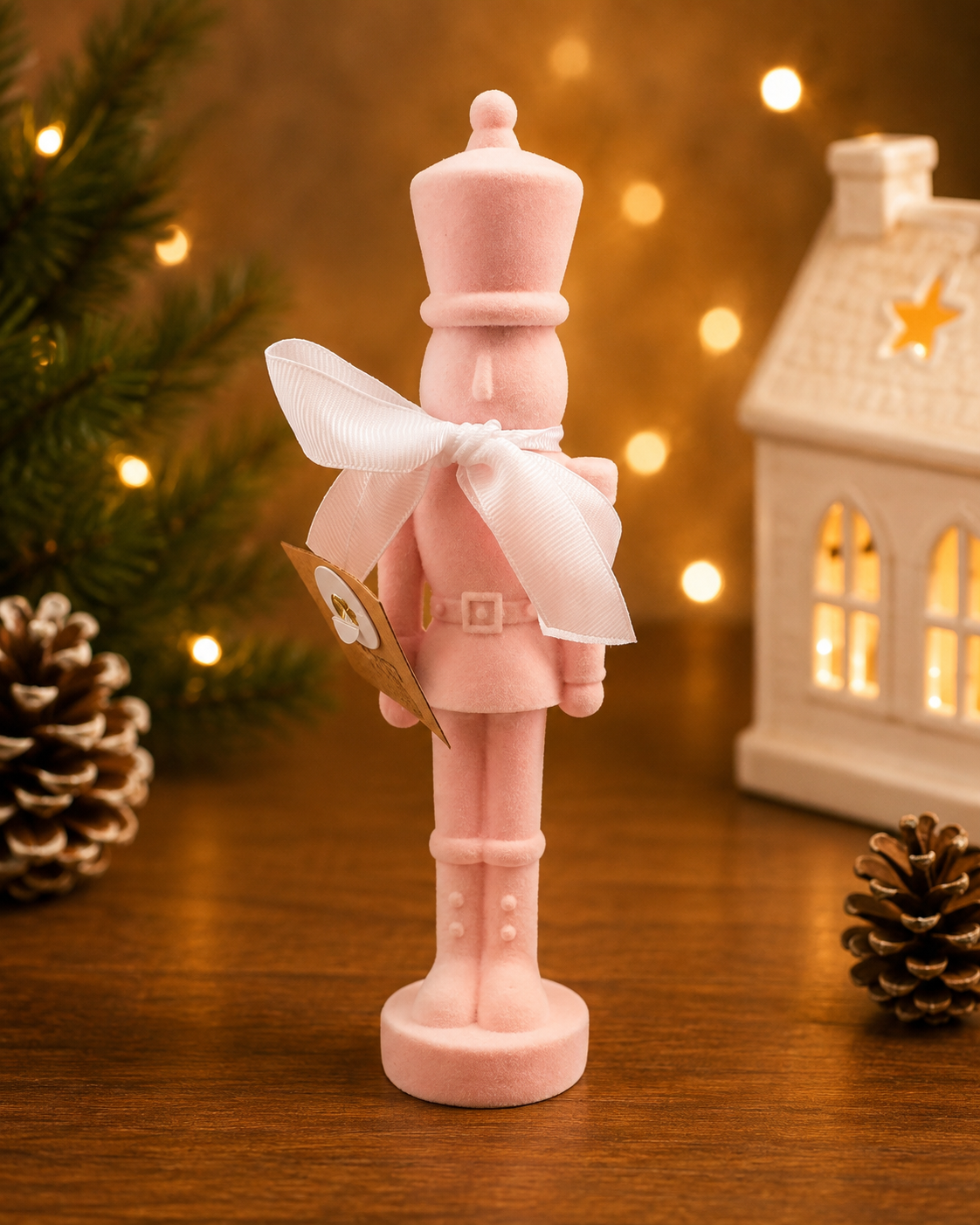 Pink Flocked Nutcracker