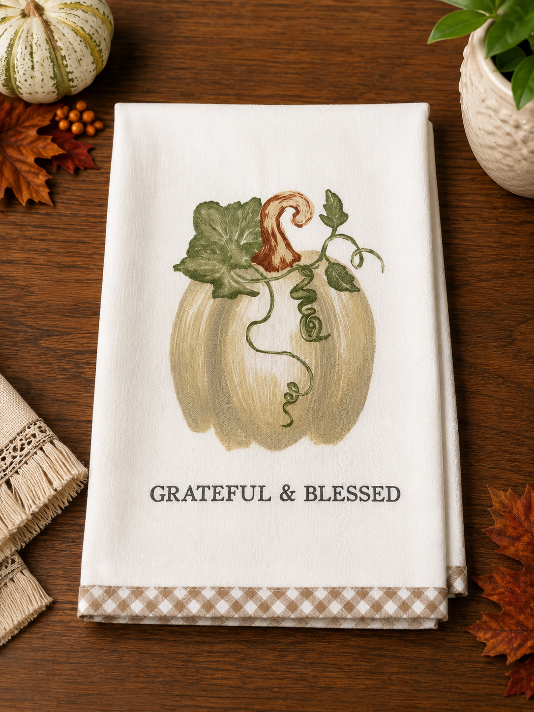 Grateful and Blessed Tea Towel