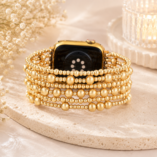 Golden Demure Stretch Apple Watch Strap