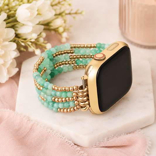 Glowing Amazonite Stretch Apple Watch Strap
