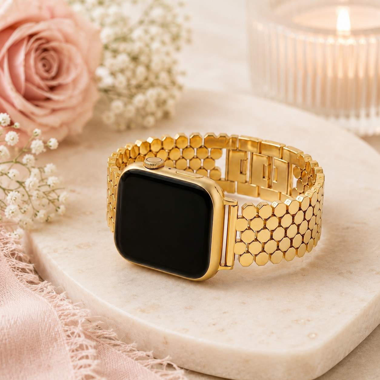 Golden Honeycomb Luxury Apple Watch Strap